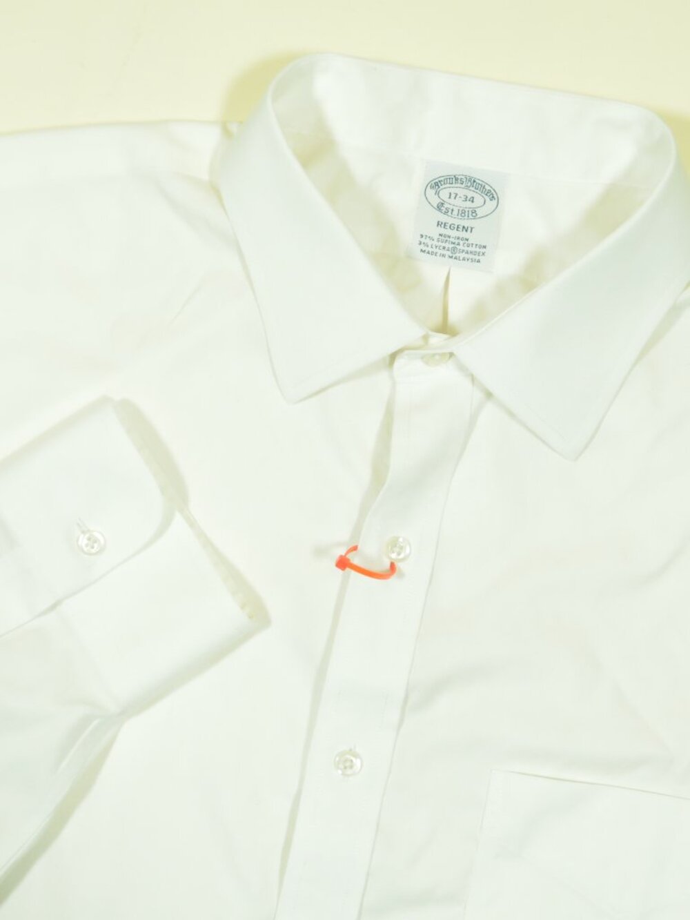 Brooks Brothers Non Iron Regent Dress Shirt Mens 17 White Stretch Supima Cotton